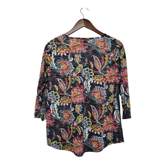 New Direction Y2K Burnout Top Women's Size M 3/4 Sleeve Floral Trendy Casual - Picture 3 of 7